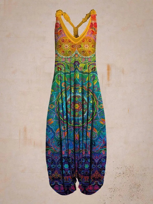 Combinaison Bohémienne Femme - Col Halter - Coupe Ample - Style Harem - Longueur Complète - Aurelles