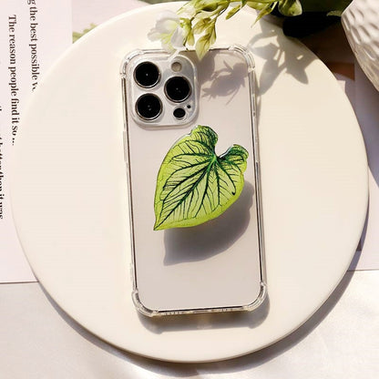Support Poignée pour Téléphone en Forme de Feuille de Caladium Adhésif Réutilisable pour Tenue et Visionnage
