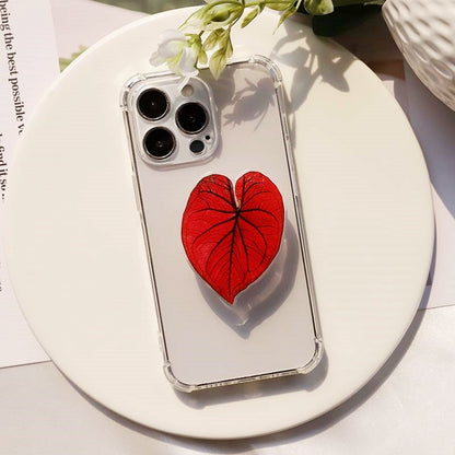 Support Poignée pour Téléphone en Forme de Feuille de Caladium Adhésif Réutilisable pour Tenue et Visionnage
