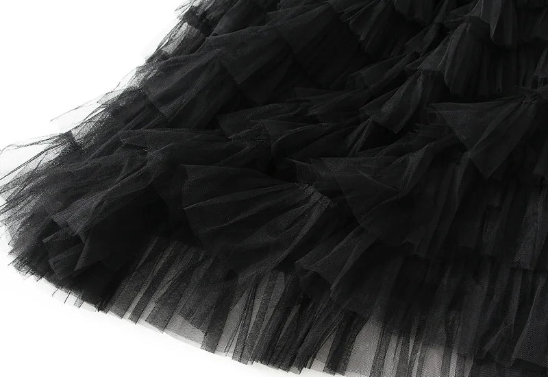 Jupe Midi A-Line en Tulle pour Femmes Élégante en Tulle Superposé - Aurelles