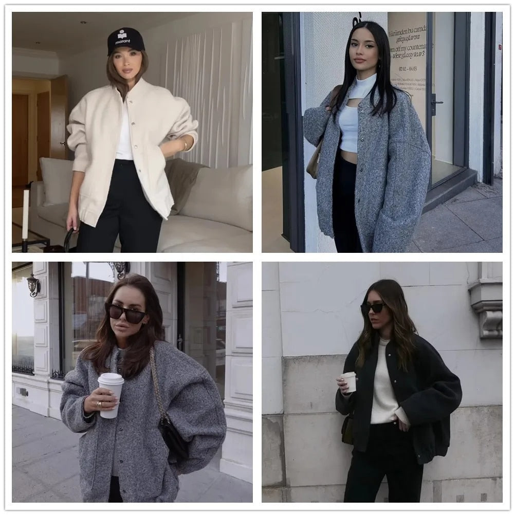 Veste bomber printanière et surdimensionnée pour femmes - Aurelles