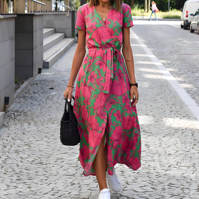 Robe à Col V pour Femmes – Design Élégant Sans Manches - Aurelles