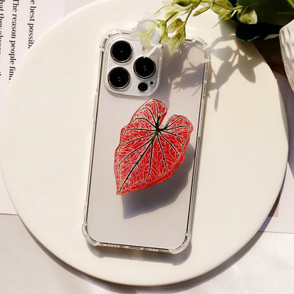 Support Poignée pour Téléphone en Forme de Feuille de Caladium Adhésif Réutilisable pour Tenue et Visionnage