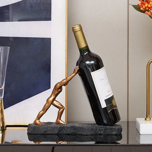 Orion – Porte-Bouteille Sculptural en Bronze