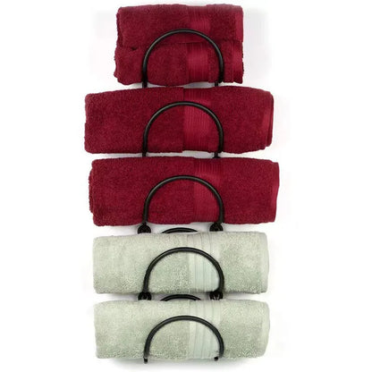 Porte-Serviettes Mural en Fer Forgé Noir à Boucles Ondulées Style Spa Vintage pour Salle de Bain