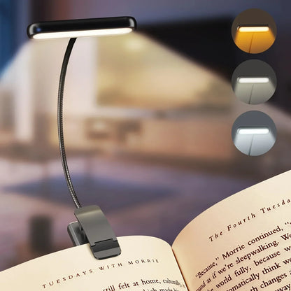 Liseuse à Clip Rechargeable USB avec Bras Col de Cygne 3 Températures de Lumière et Intensité Réglable