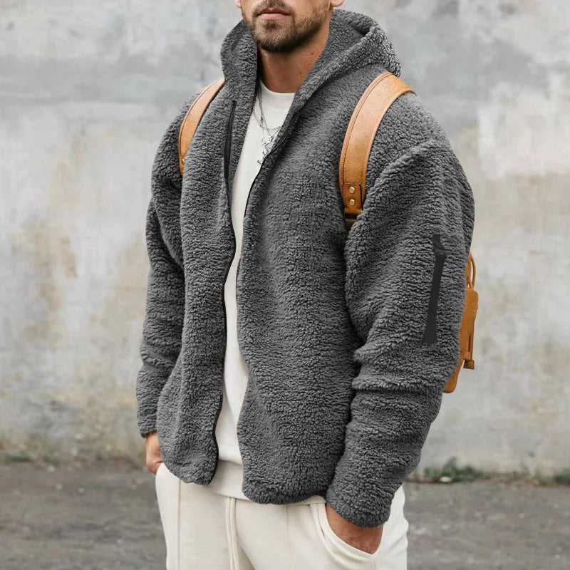 Veste d'hiver lourde et chaude en polaire et cachemire pour hommes - Aurelles