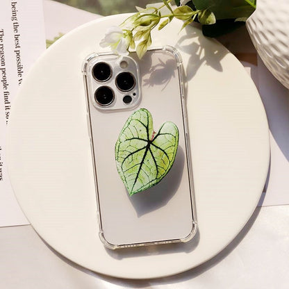 Support Poignée pour Téléphone en Forme de Feuille de Caladium Adhésif Réutilisable pour Tenue et Visionnage