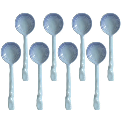 Set de Cuillères en Céramique Émaillée Multicolores avec Manche Ondulé pour Café Dessert et Confiture