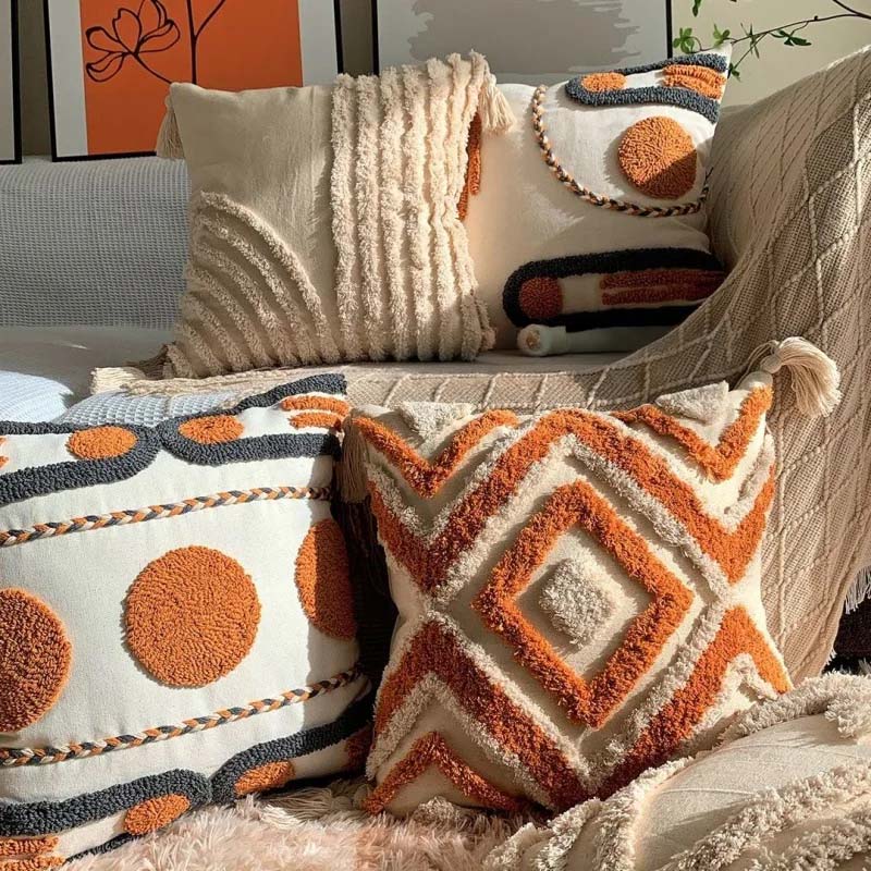 Velora – Coussins d’Accent Tissés et Capitonnés Chauds et Élégants