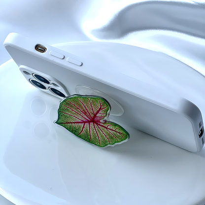 Support Poignée pour Téléphone en Forme de Feuille de Caladium Adhésif Réutilisable pour Tenue et Visionnage