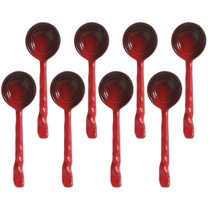 Set de Cuillères en Céramique Émaillée Multicolores avec Manche Ondulé pour Café Dessert et Confiture