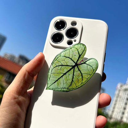 Support Poignée pour Téléphone en Forme de Feuille de Caladium Adhésif Réutilisable pour Tenue et Visionnage