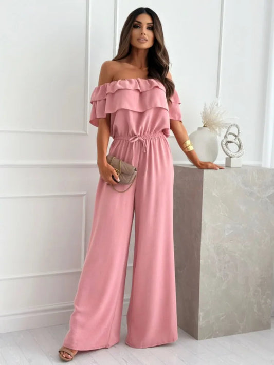 Combinaison Femme Off-Shoulder Élégante avec Taille Élastique - Aurelles
