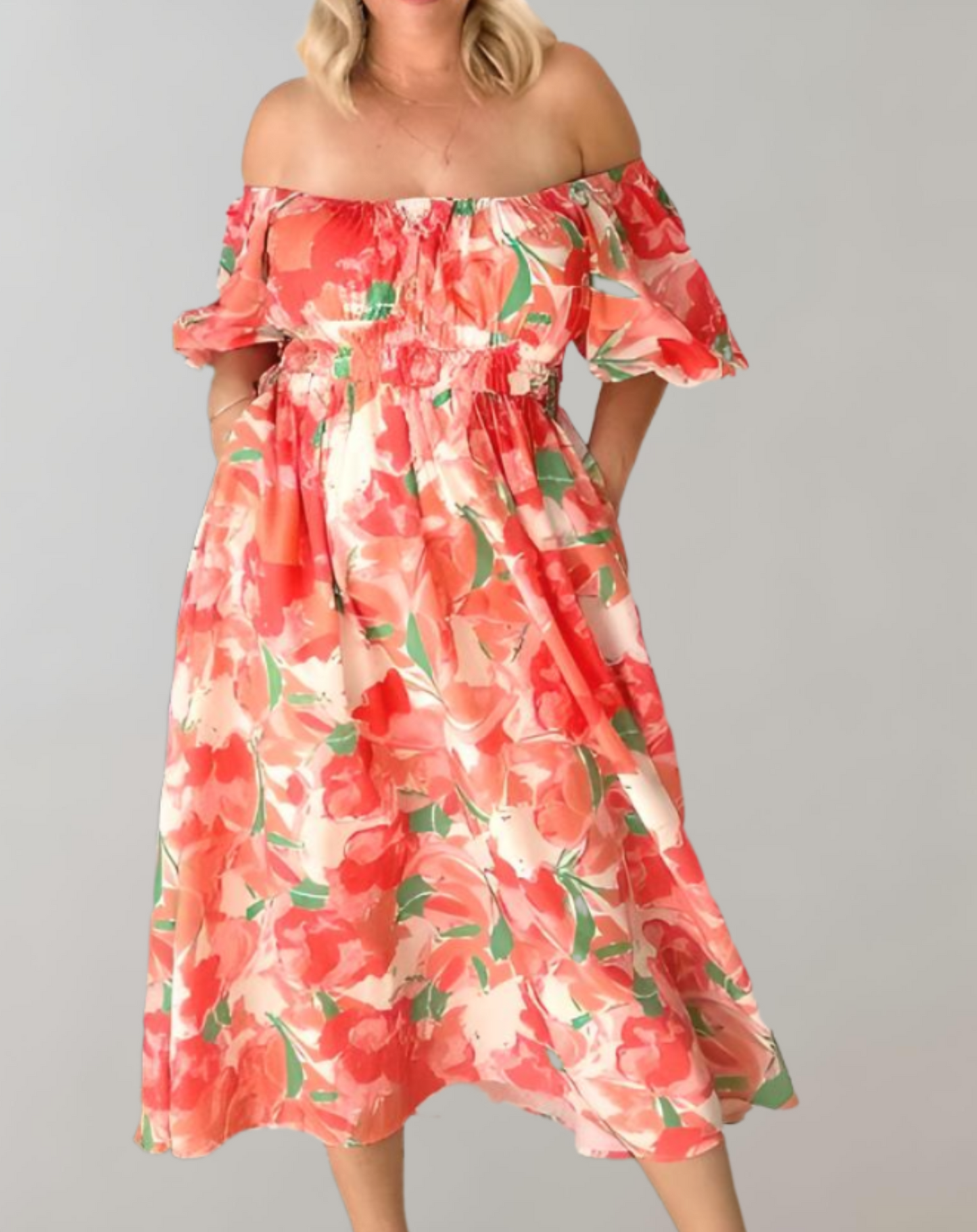 Robe d'été pour femmes - Robe midi décontractée à col en V
