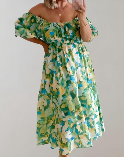 Robe d'été pour femmes - Robe midi décontractée à col en V