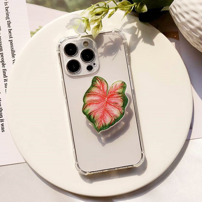 Support Poignée pour Téléphone en Forme de Feuille de Caladium Adhésif Réutilisable pour Tenue et Visionnage