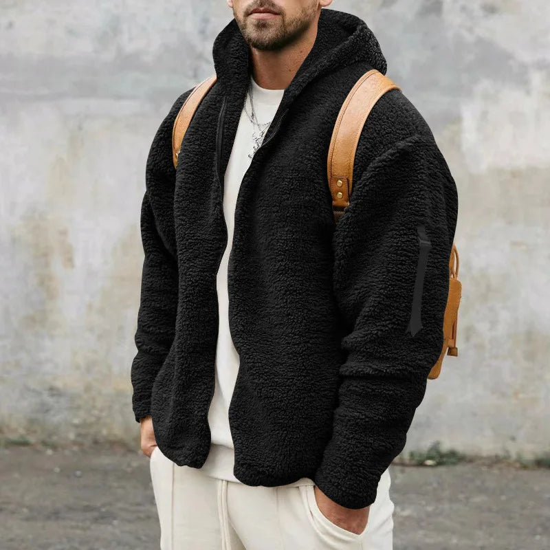 Veste d'hiver lourde et chaude en polaire et cachemire pour hommes - Aurelles