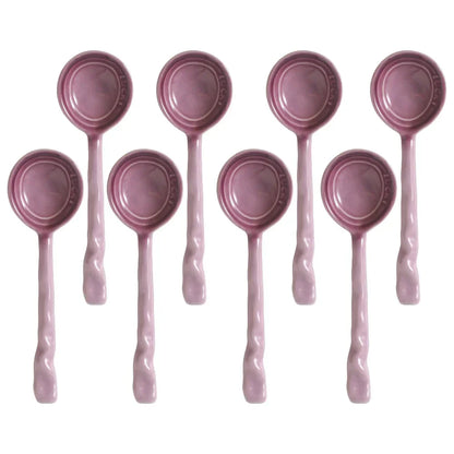 Set de Cuillères en Céramique Émaillée Multicolores avec Manche Ondulé pour Café Dessert et Confiture