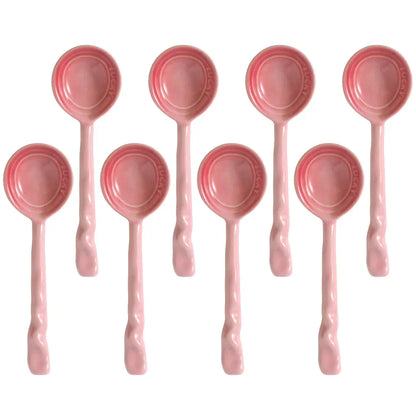 Set de Cuillères en Céramique Émaillée Multicolores avec Manche Ondulé pour Café Dessert et Confiture