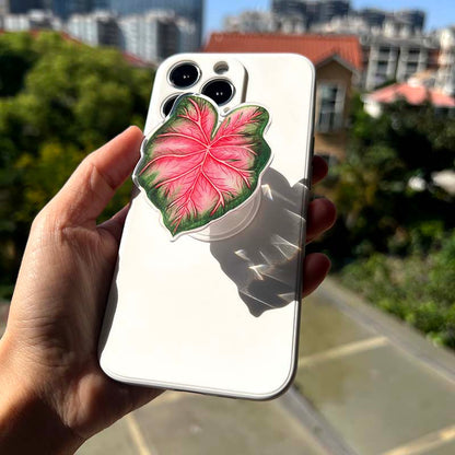 Support Poignée pour Téléphone en Forme de Feuille de Caladium Adhésif Réutilisable pour Tenue et Visionnage