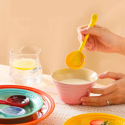Set de Cuillères en Céramique Émaillée Multicolores avec Manche Ondulé pour Café Dessert et Confiture