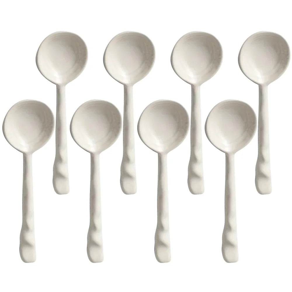 Set de Cuillères en Céramique Émaillée Multicolores avec Manche Ondulé pour Café Dessert et Confiture