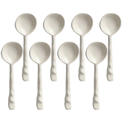 Set de Cuillères en Céramique Émaillée Multicolores avec Manche Ondulé pour Café Dessert et Confiture