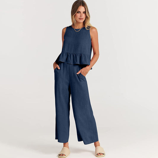Combinaison Sans Manches Femme Légère et Chic Peplum - Aurelles