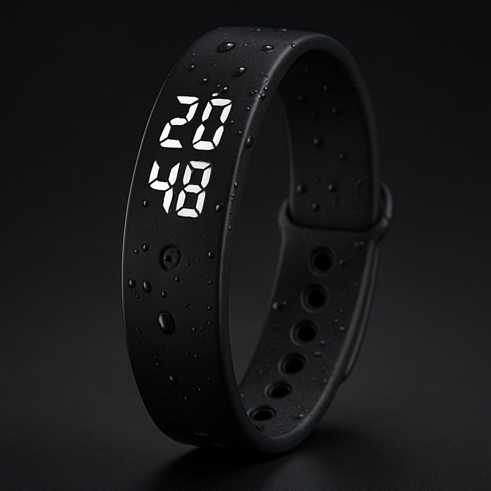 Bracelet Connecté Fitness en Silicone Étanche avec Affichage LED Notifications par Vibration pour Sport et Quotidien