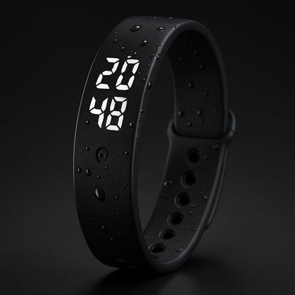 Bracelet Connecté Fitness en Silicone Étanche avec Affichage LED Notifications par Vibration pour Sport et Quotidien