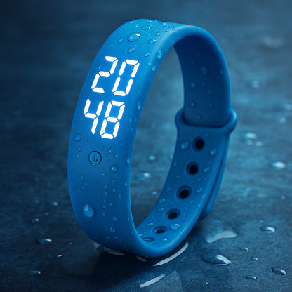 Bracelet Connecté Fitness en Silicone Étanche avec Affichage LED Notifications par Vibration pour Sport et Quotidien