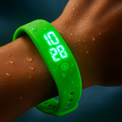 Bracelet Connecté Fitness en Silicone Étanche avec Affichage LED Notifications par Vibration pour Sport et Quotidien