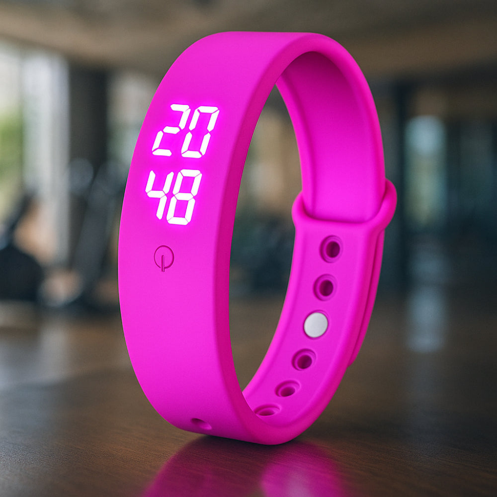 Bracelet Connecté Fitness en Silicone Étanche avec Affichage LED Notifications par Vibration pour Sport et Quotidien