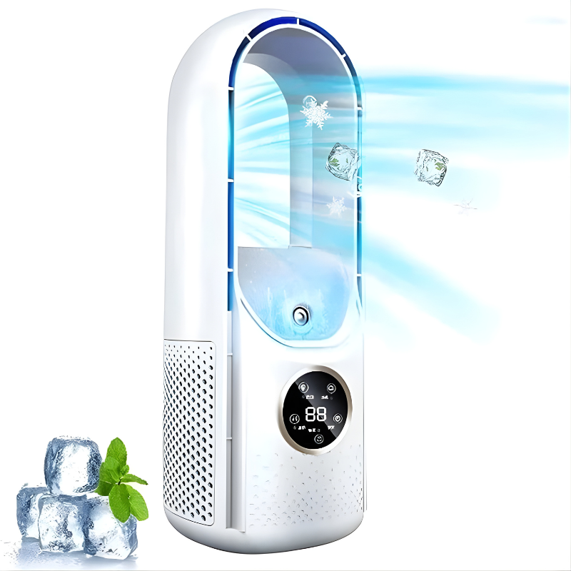 Bladeless Silent Portable Air Cooler with Water Tank Touchscreen and Adjustable Speeds