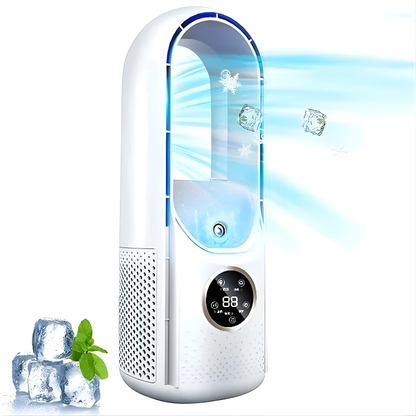 Bladeless Silent Portable Air Cooler with Water Tank Touchscreen and Adjustable Speeds