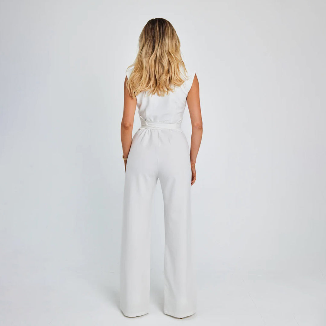 Combinaison Femme Élégante Sans Manches avec Ceinture - Aurelles