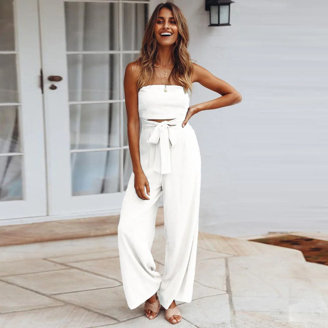 Combinaison Sans Manches pour Femmes - Pantalon Large - Taille Liée - Tissu Léger et Flottant - Aurelles