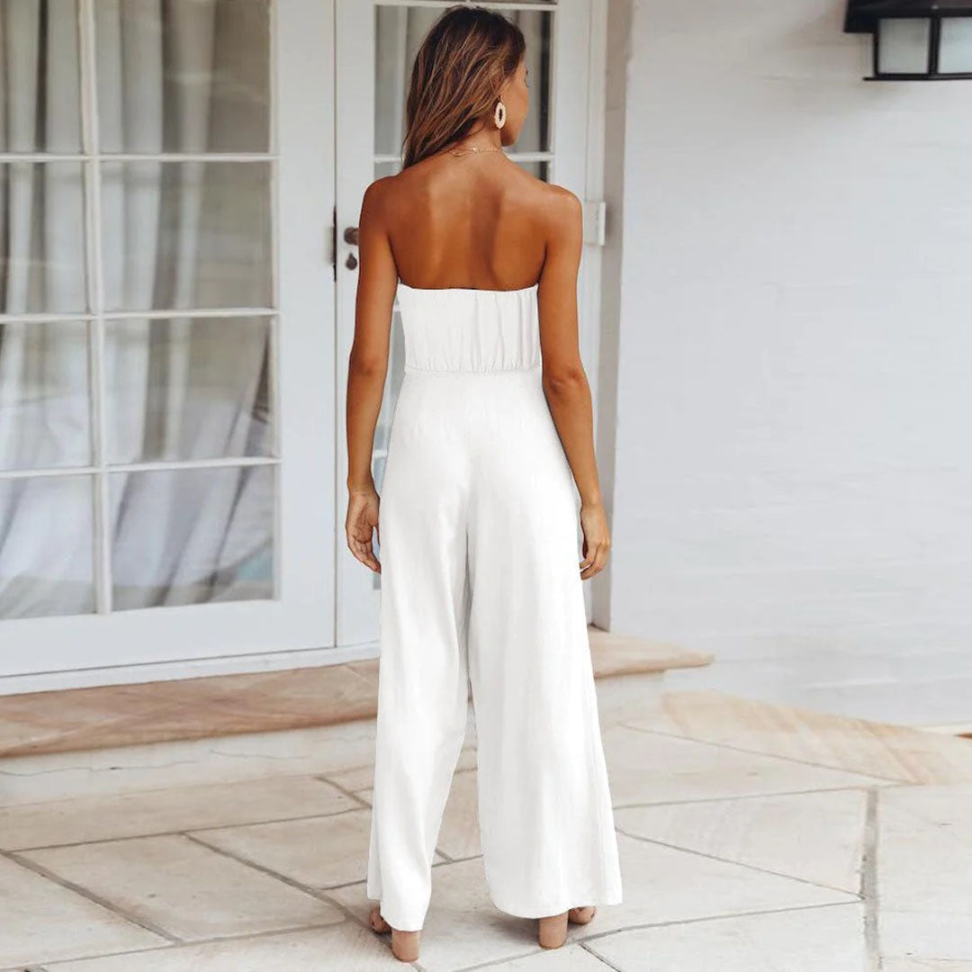 Combinaison Sans Manches pour Femmes - Pantalon Large - Taille Liée - Tissu Léger et Flottant - Aurelles