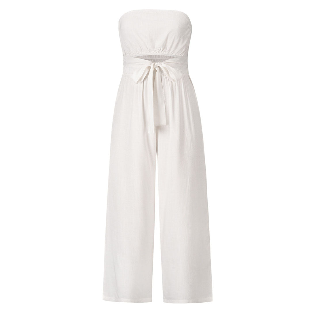 Combinaison Sans Manches pour Femmes - Pantalon Large - Taille Liée - Tissu Léger et Flottant - Aurelles