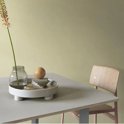 Plateau Décoratif Rond Bi-Matière en Bois et Plaquage Chêne pour Table Basse Salon et Décoration d'Intérieur