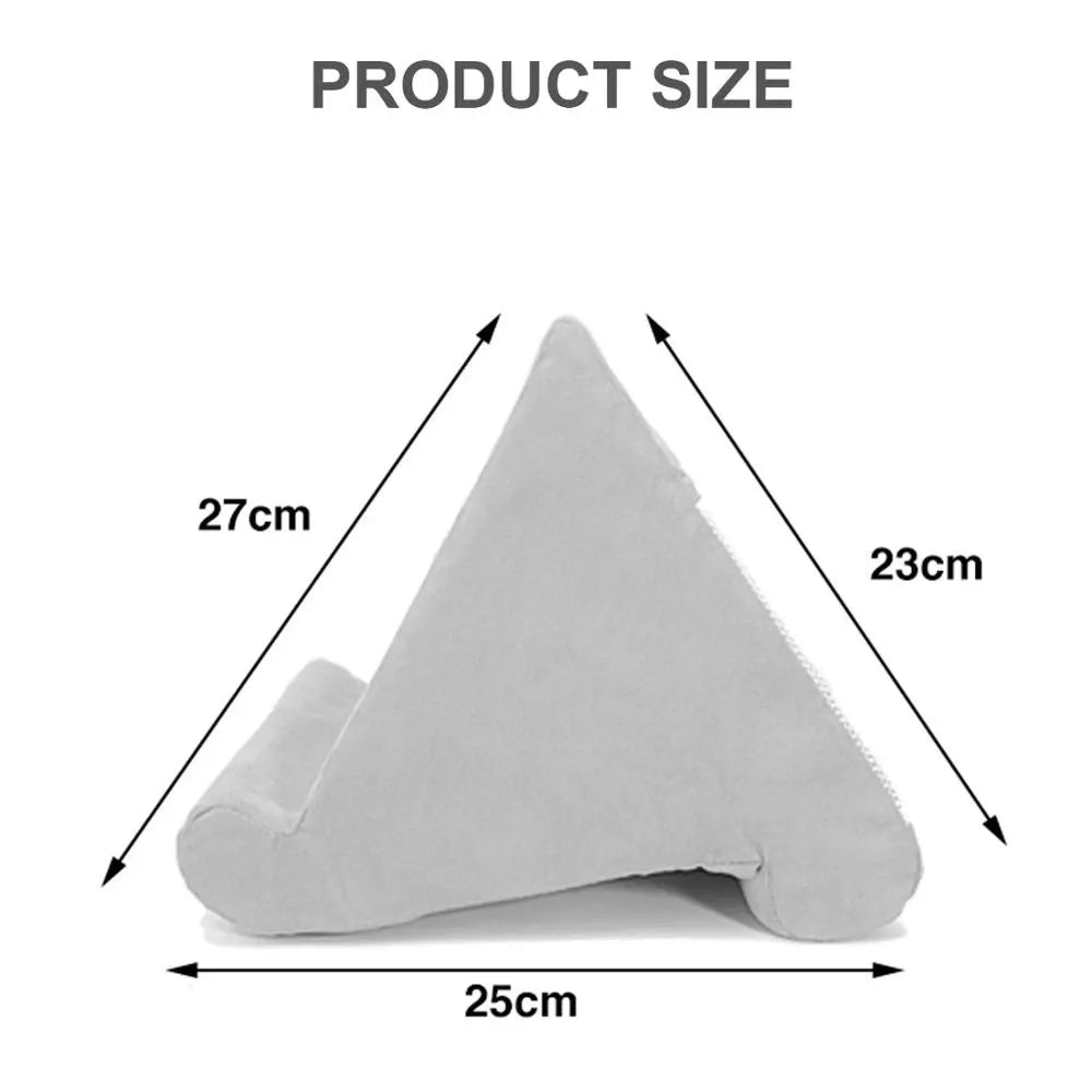 Coussin Support pour Tablette Triangulaire en Mousse Velours Multi-Positions pour Lecture Vidéo et Visioconférence