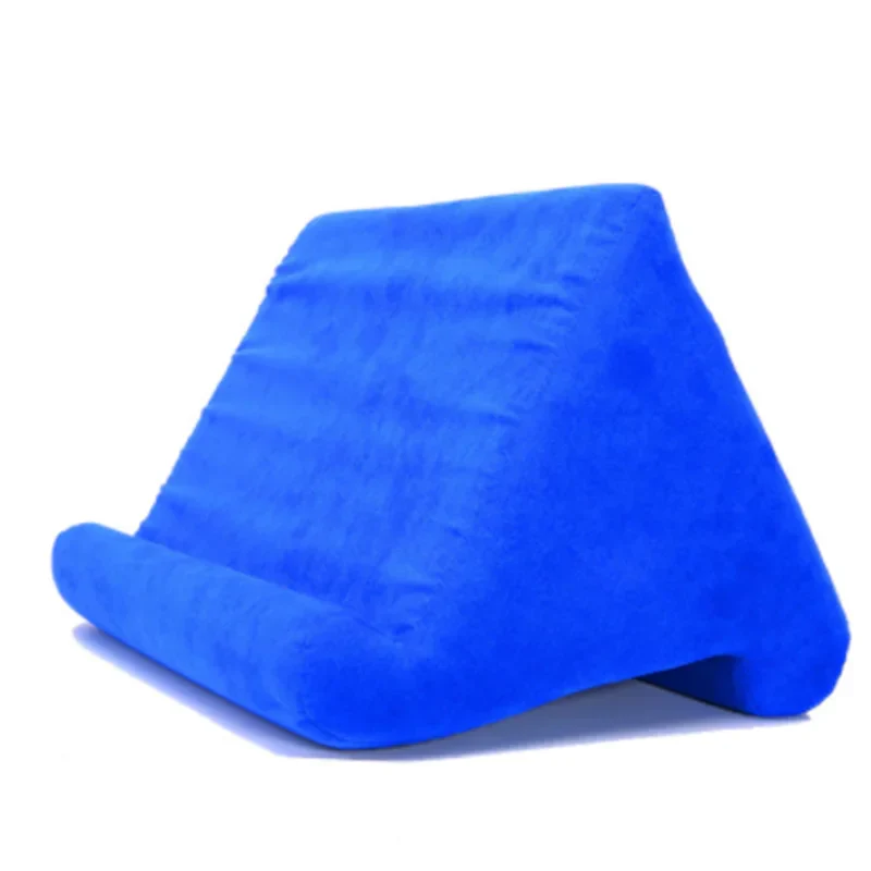 Coussin Support pour Tablette Triangulaire en Mousse Velours Multi-Positions pour Lecture Vidéo et Visioconférence