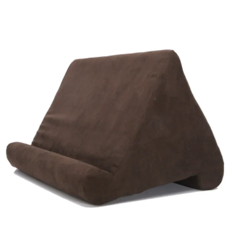 Coussin Support pour Tablette Triangulaire en Mousse Velours Multi-Positions pour Lecture Vidéo et Visioconférence