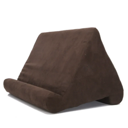 Coussin Support pour Tablette Triangulaire en Mousse Velours Multi-Positions pour Lecture Vidéo et Visioconférence