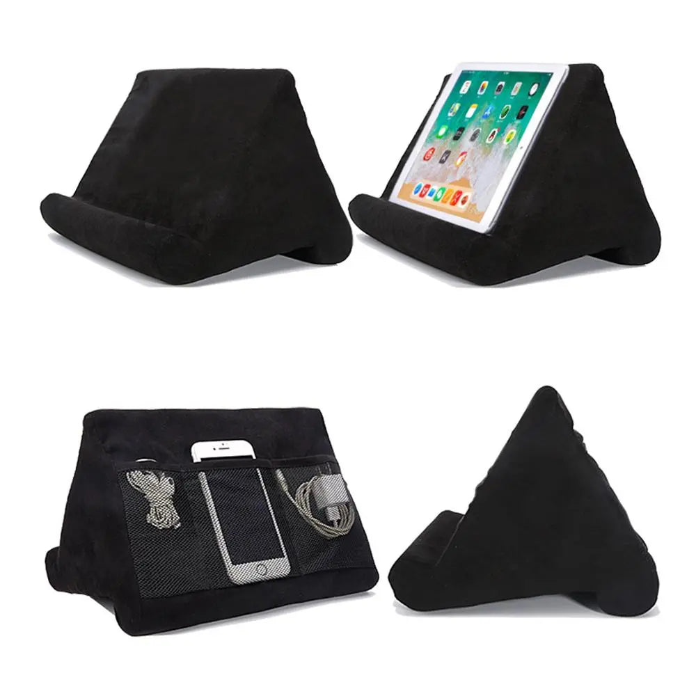 Coussin Support pour Tablette Triangulaire en Mousse Velours Multi-Positions pour Lecture Vidéo et Visioconférence