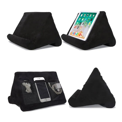 Coussin Support pour Tablette Triangulaire en Mousse Velours Multi-Positions pour Lecture Vidéo et Visioconférence
