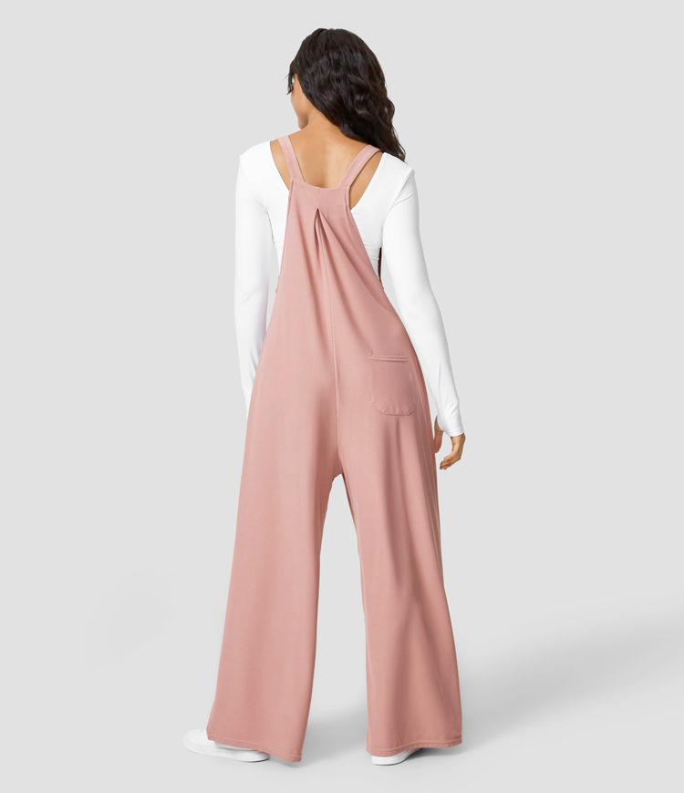 Salopette Femme à Jambes Larges - Coupe Détendue - Bretelles Boutonnées - Vêtements Légers Décontractés - Aurelles
