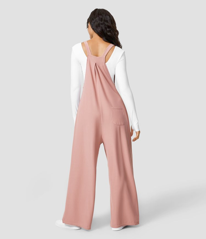 Salopette Femme à Jambes Larges - Coupe Détendue - Bretelles Boutonnées - Vêtements Légers Décontractés - Aurelles