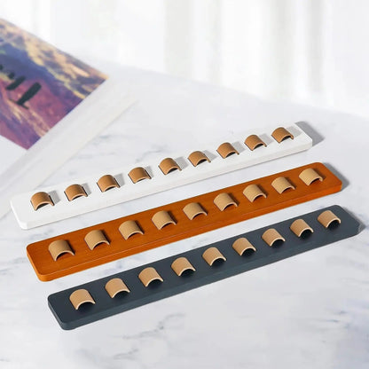Présentoir Mural pour Lunettes en Bois avec 9 Supports en Cuir pour Lunettes de Soleil et Vue Rangement Décoratif